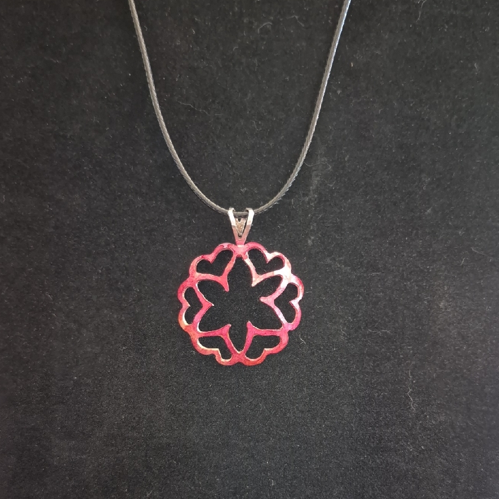 Sapphireskies Designs Metal Pierced Heart Sterling & Alcohol Ink Pendant